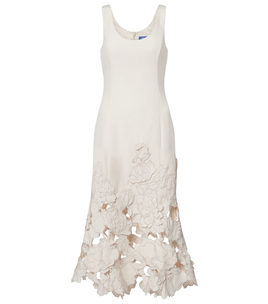 Leo Lin Floral-appliqué midi dress