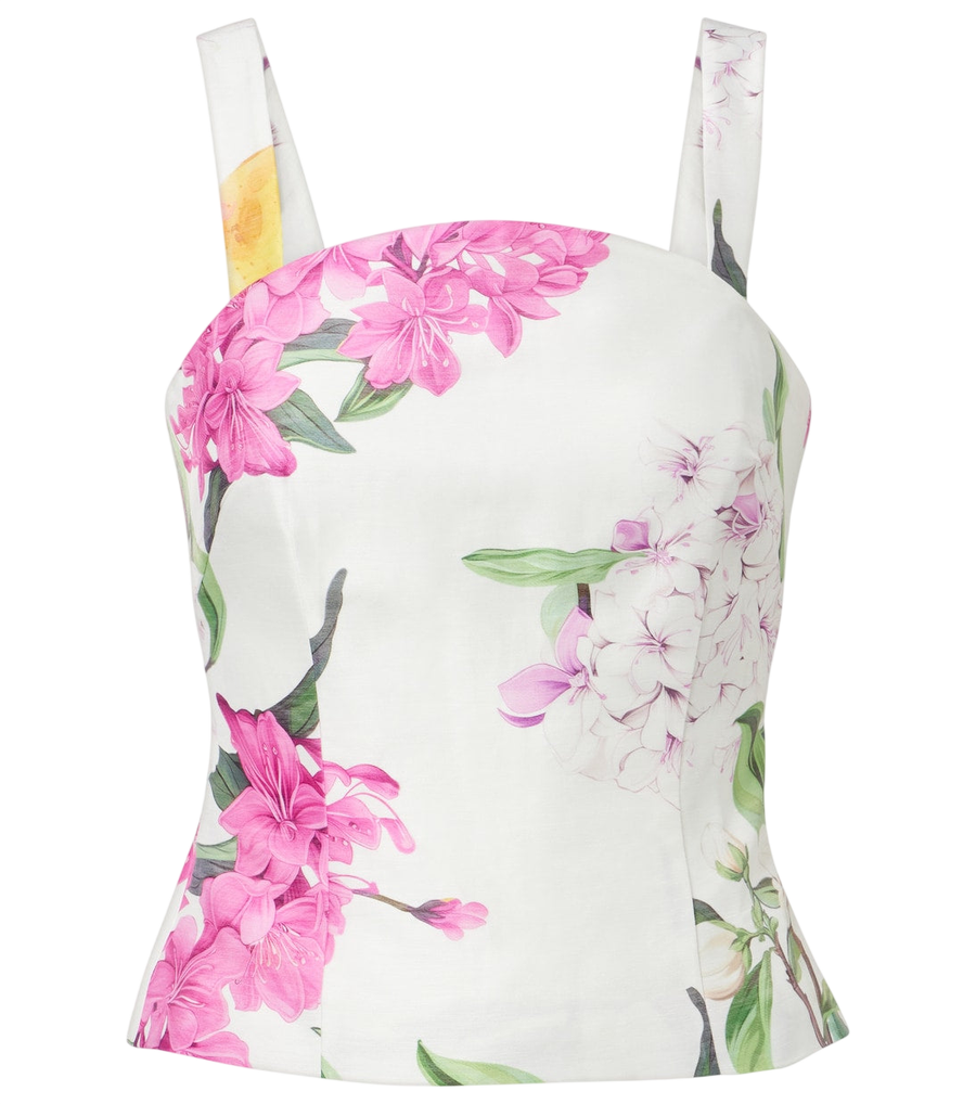 Top de mezcla de lino estampado Isadora de Leo Lin
