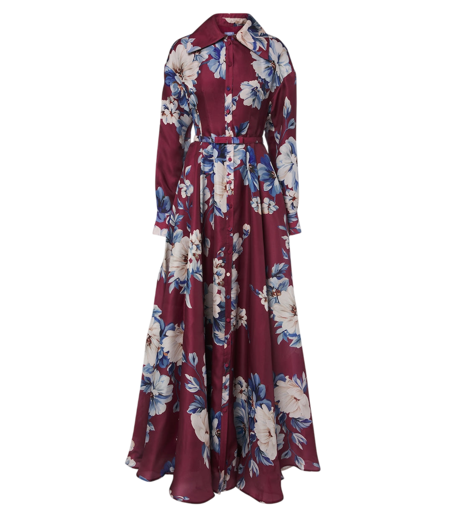 Leo Lin Josephine belted floral silk gown