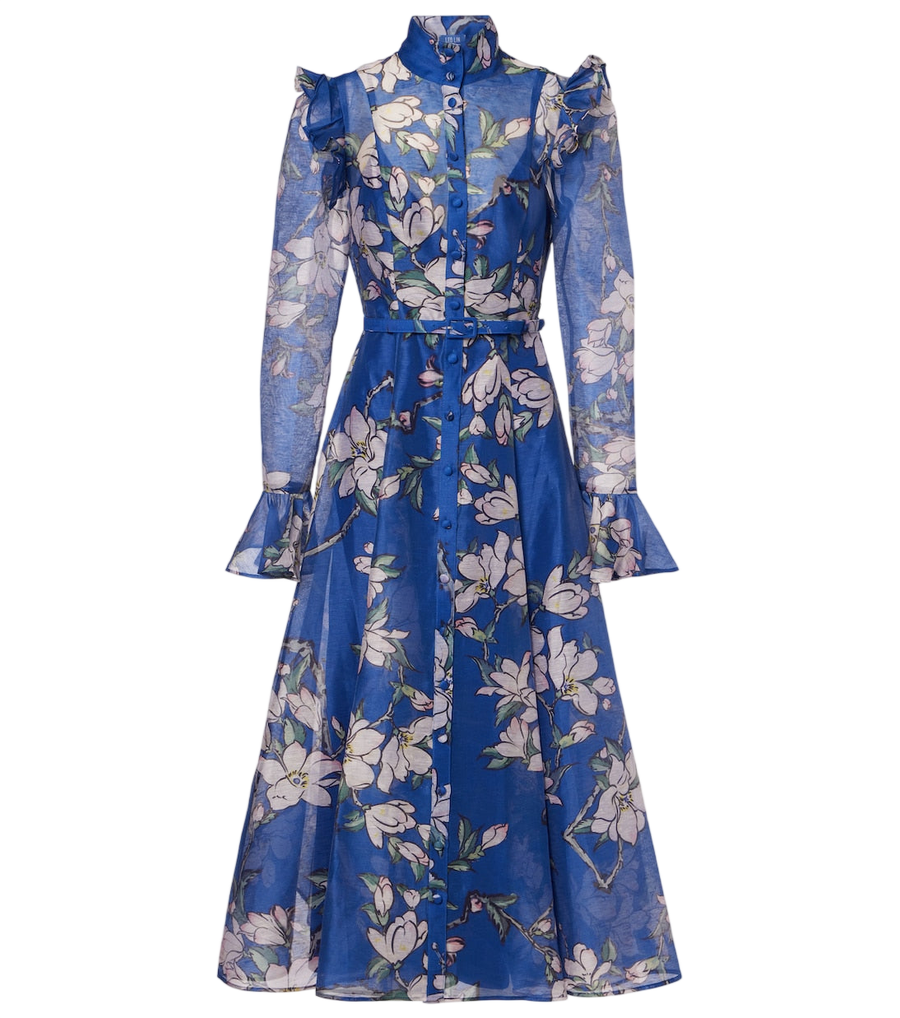 Leo Lin Katrina floral linen-blend midi dress