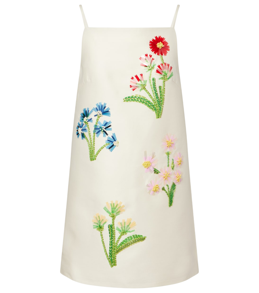 Leo Lin Leia embellished wool and silk minidress