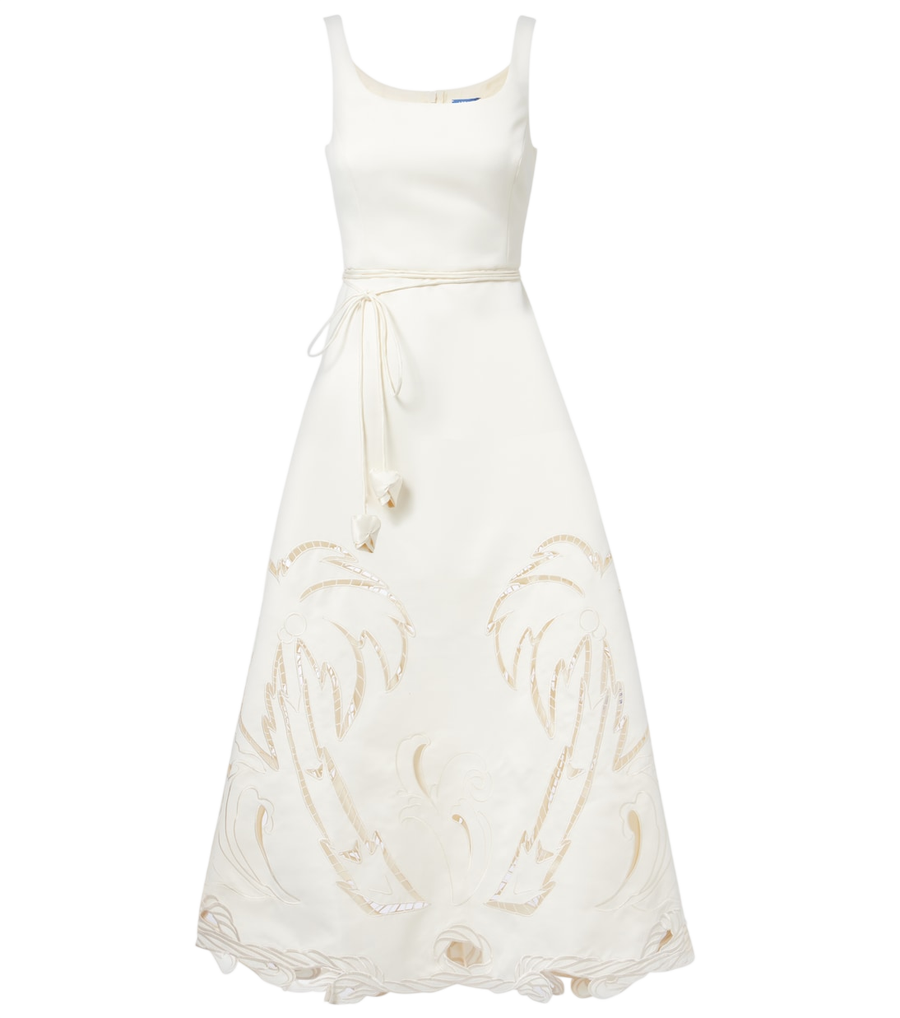 Robe midi brodée Leo Lin découpée au laser et ornée de palmiers