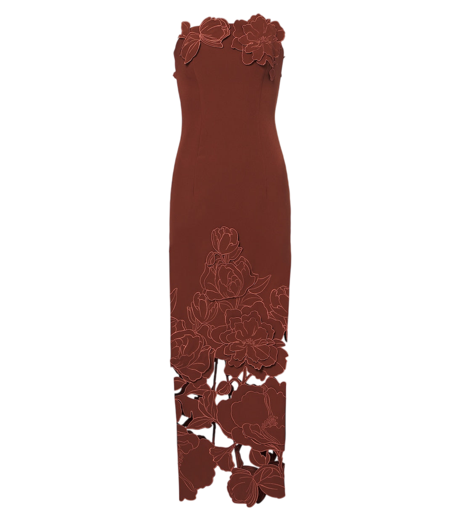Leo Lin Rayna floral-appliqué bustier dress