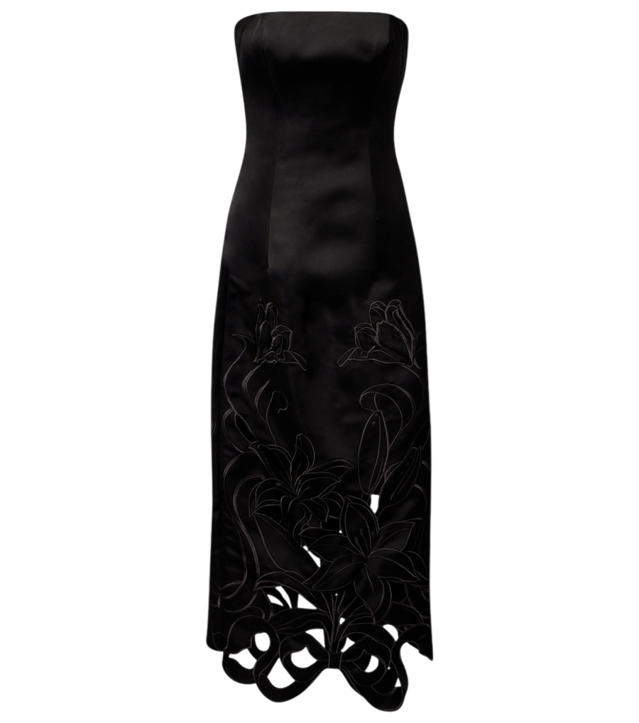 Leo Lin Rayna floral-appliqué bustier gown