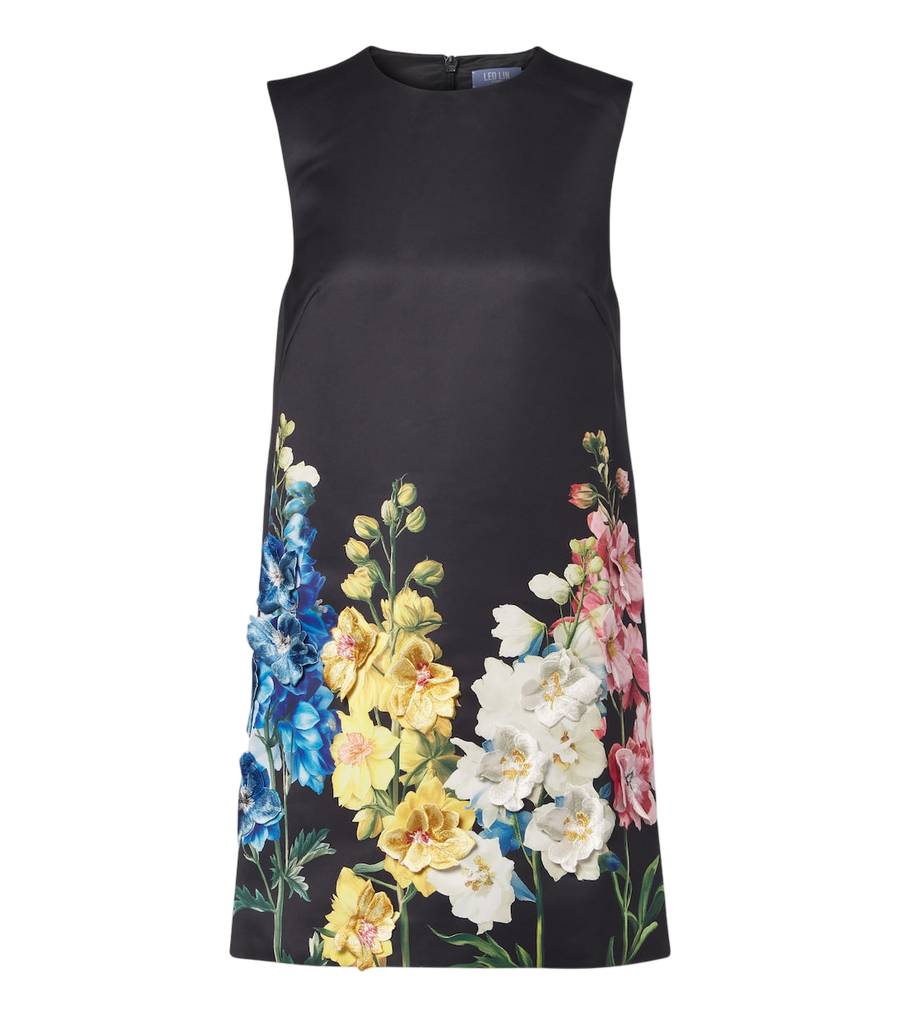 Leo Lin Yvonne floral-appliqué minidress