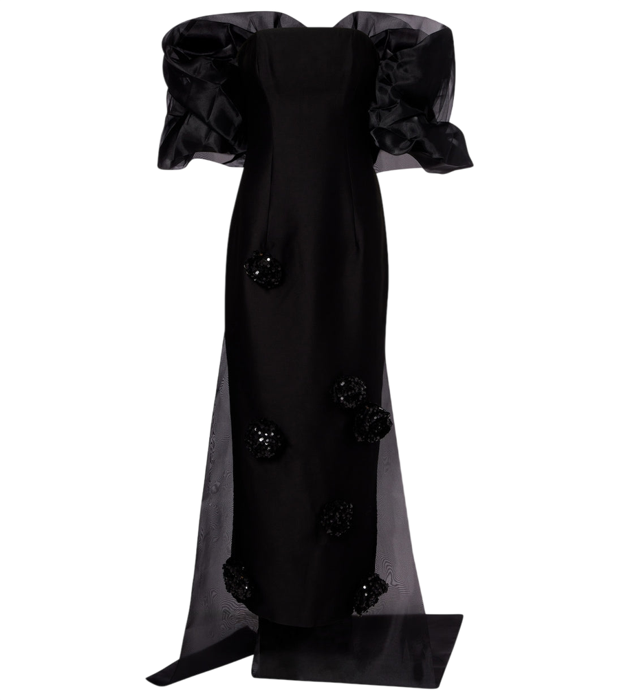 Leo Lin Zayna sequined gown and cape set