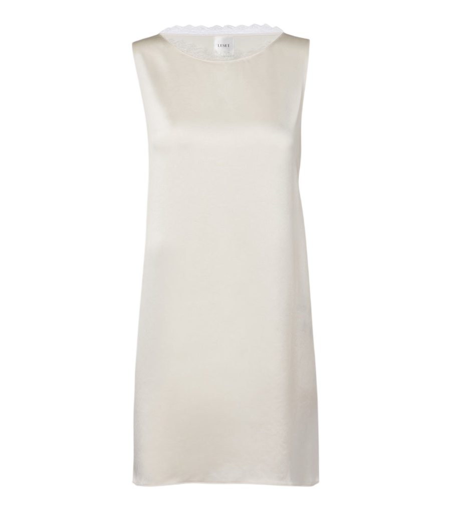 Leset Barb lace-trimmed satin minidress