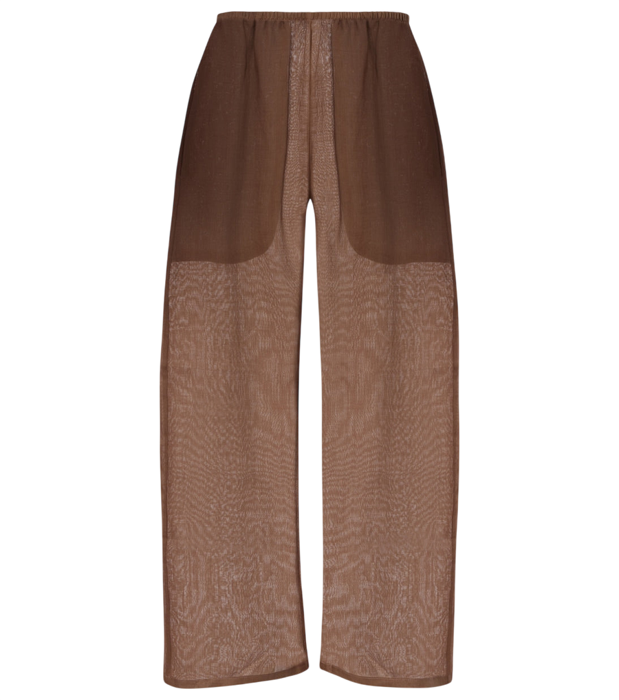 Leset Niko ramie cropped barrel-leg pants