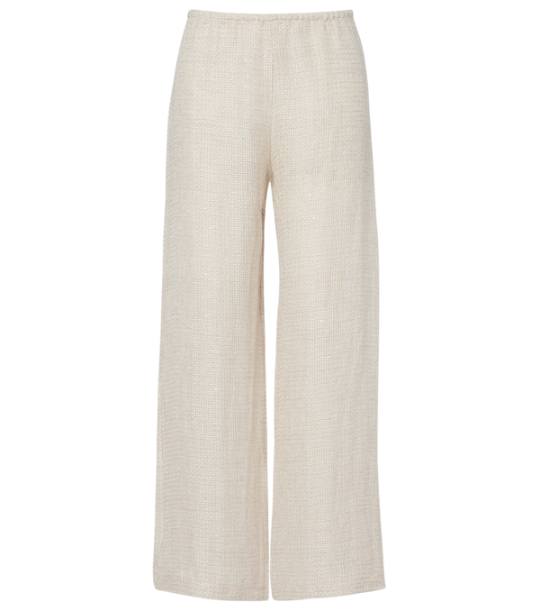 Leset Stella sequined linen-blend wide-leg pants