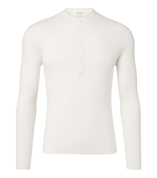 Lisa Yang Falk cotton and cashmere Henley shirt