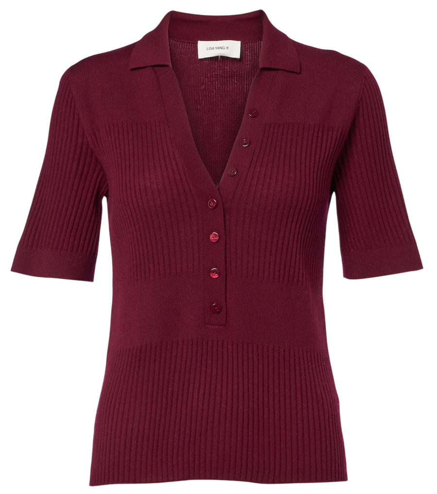 Lisa Yang Malie ribbed-knit cashmere polo sweater
