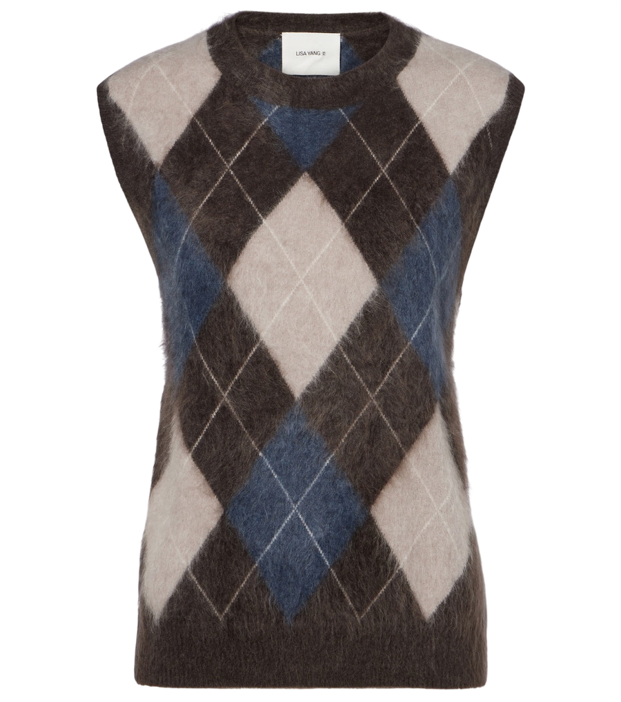 Lisa Yang Yasmin Argyle cashmere sweater vest