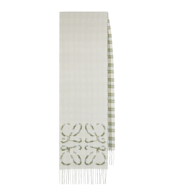 Loewe Sciarpa in seta e cashmere a quadri Anagram
