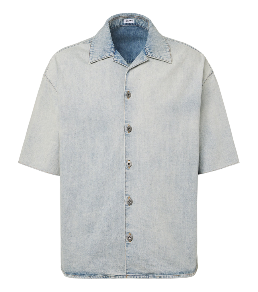 Loewe Anagram faded denim bowling shirt