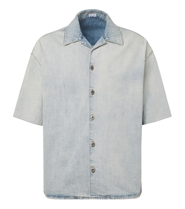 Loewe Anagram faded denim bowling shirt