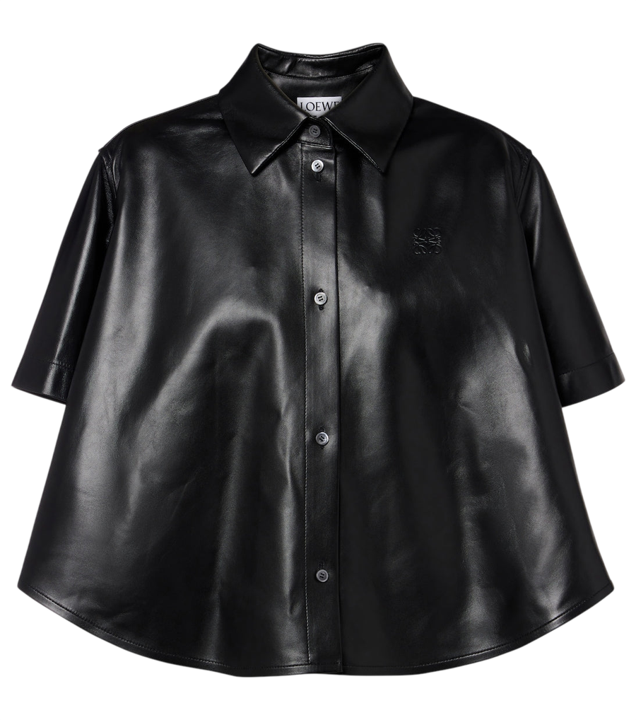 Chemise bowling en cuir à anagramme Loewe