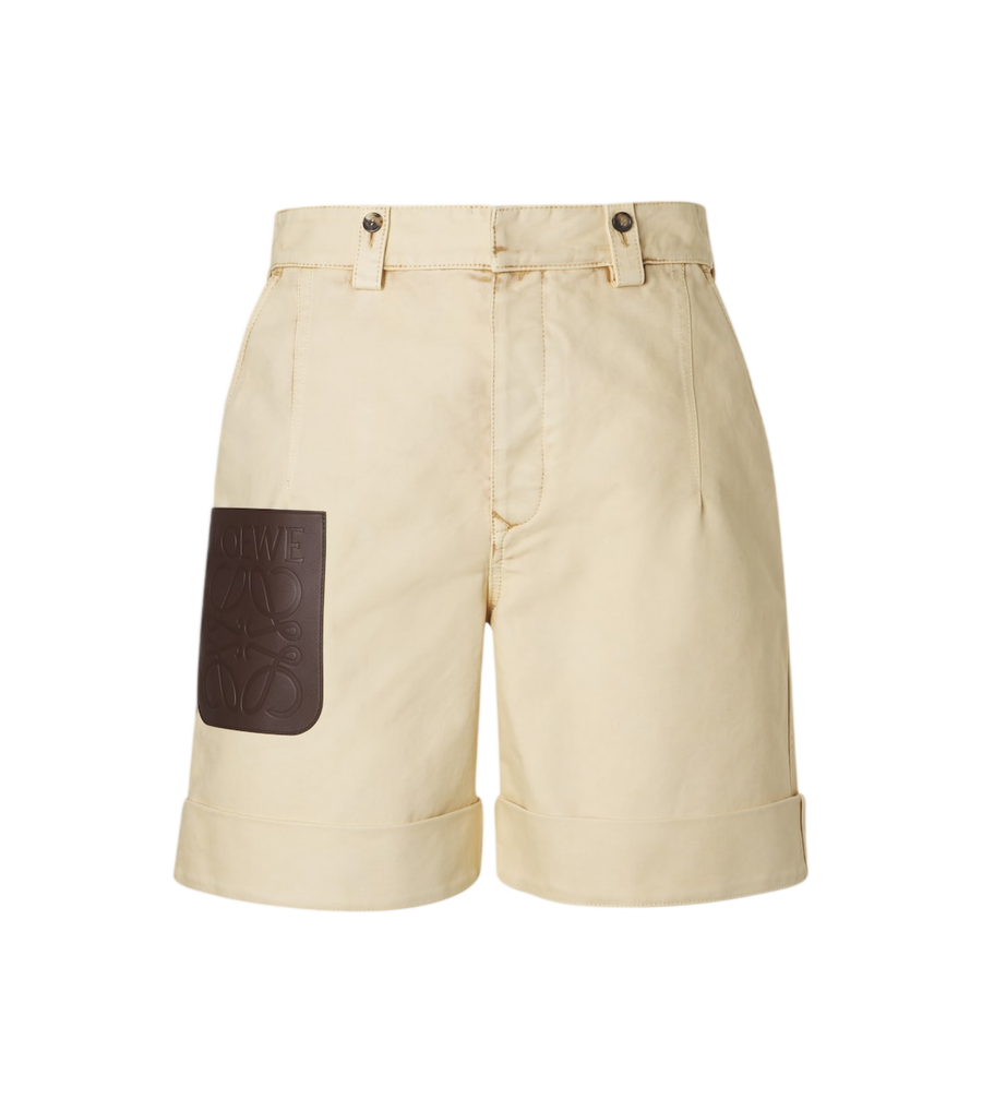 Loewe Anagram leather-trimmed cotton shorts