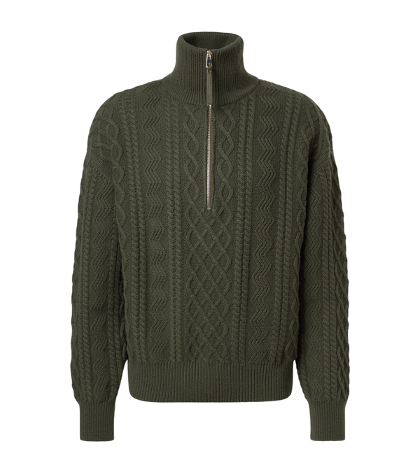 Loewe Aran-knit wool half-zip turtleneck sweater