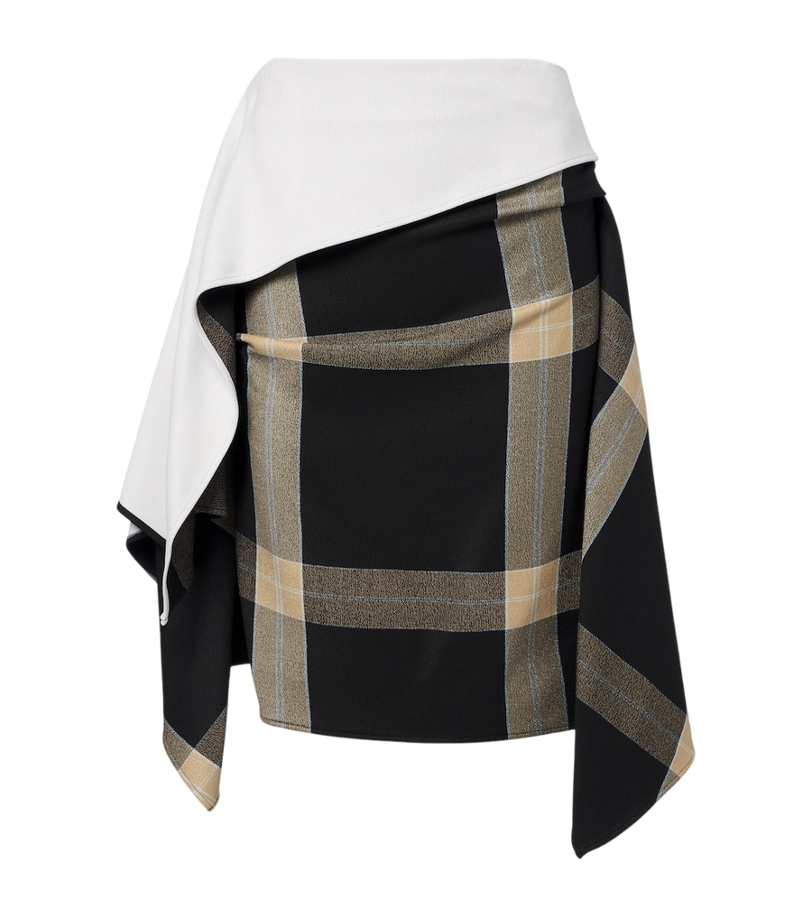 Falda midi asimétrica de cuadros de Loewe