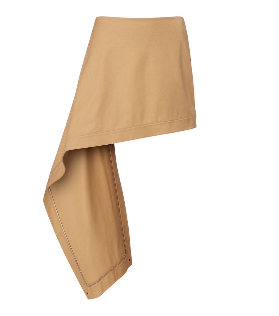 Minifalda de algodón con ribetes de seda asimétrica de Loewe