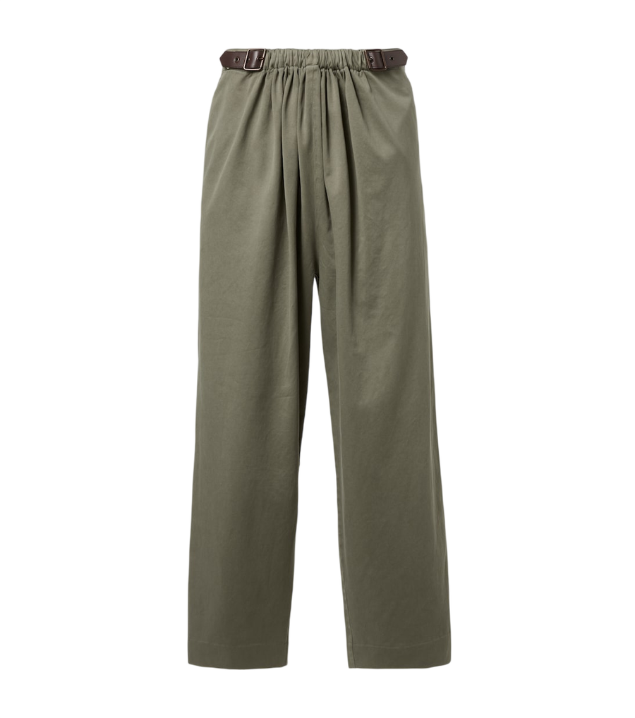 Loewe Belted cotton satin straight pants