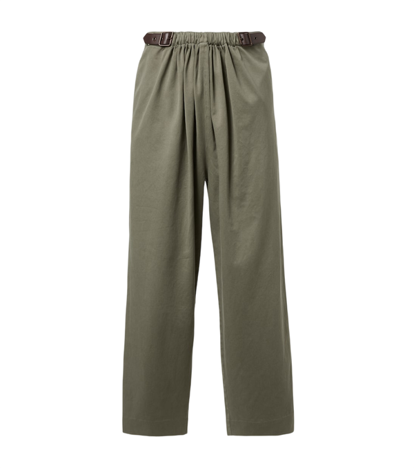 Loewe Belted cotton satin straight pants