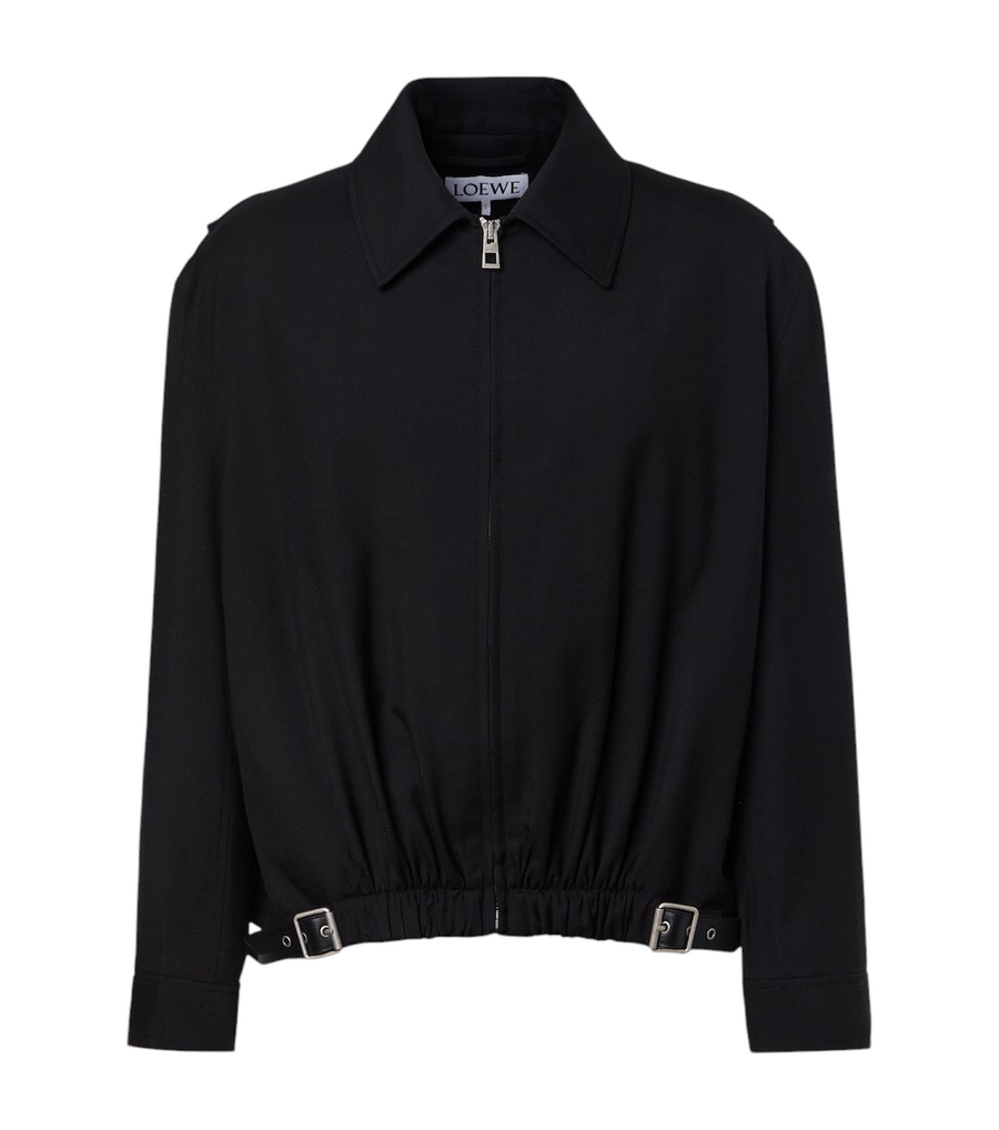 Loewe Belted leather-trimmed wool blouson