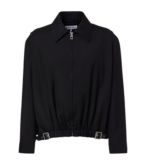 Loewe Belted leather-trimmed wool blouson