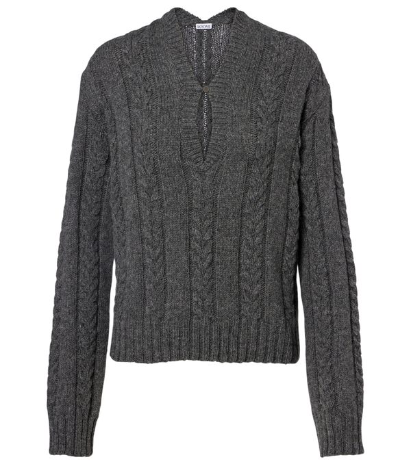 Loewe Cable-knit wool mouliné sweater