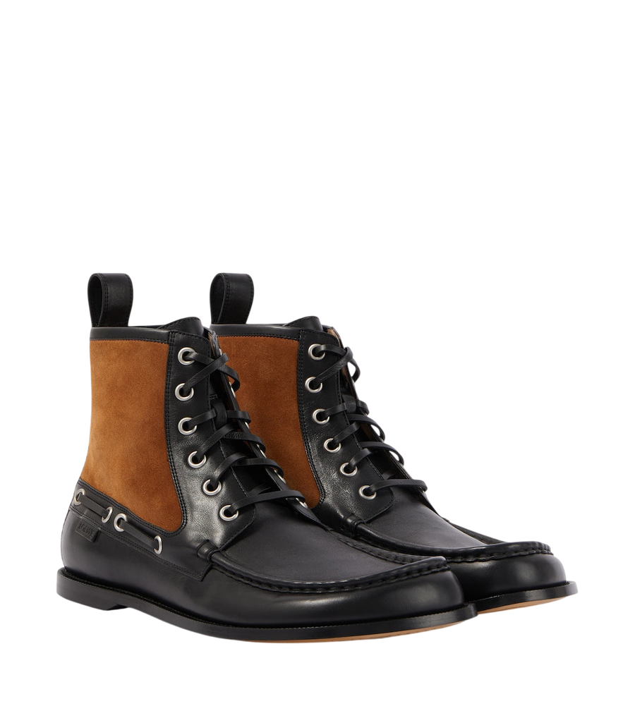 Loewe Campo suede and leather lace-up boots