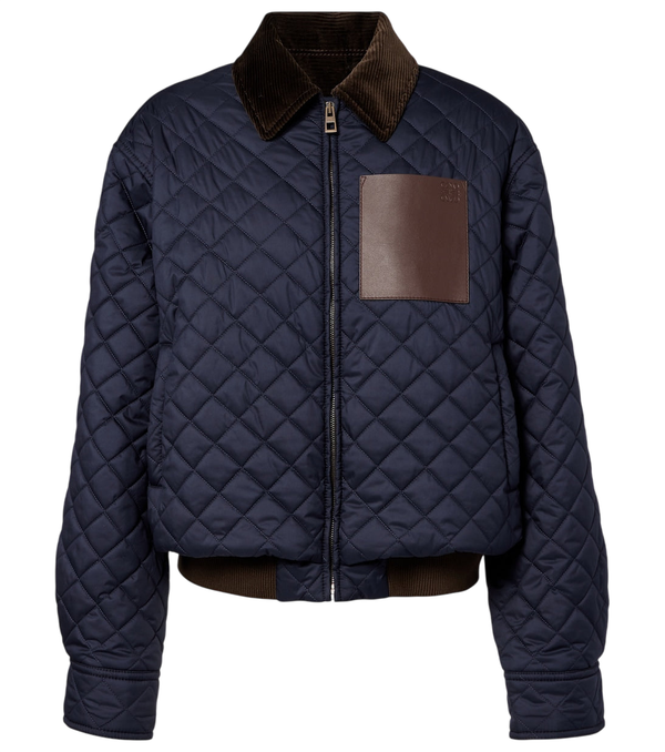 Loewe Corduroy-trimmed quilted blouson jacket