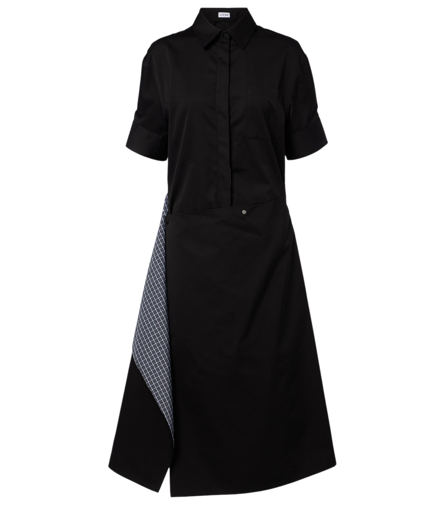 Vestido camisero deconstruido de gabardina de Loewe