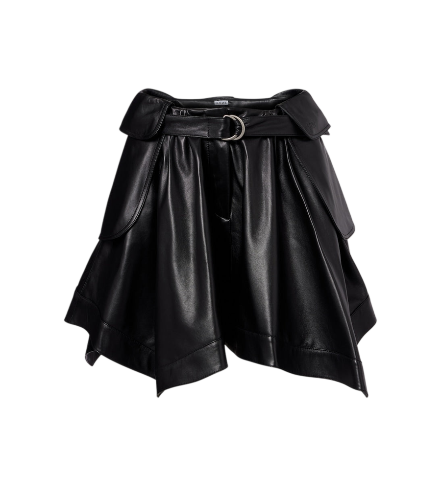 Loewe Double L belted leather miniskirt