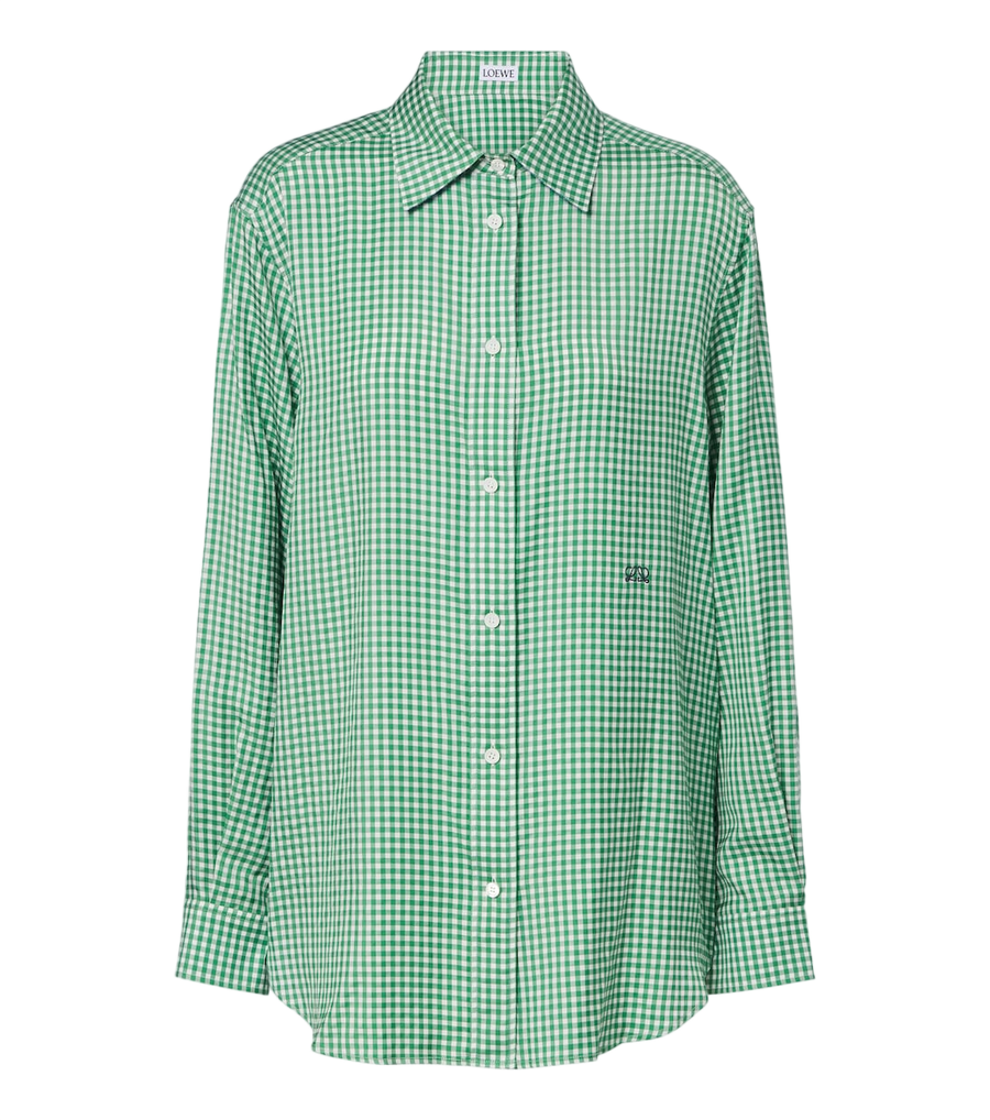 Loewe Double L gingham silk twill shirt