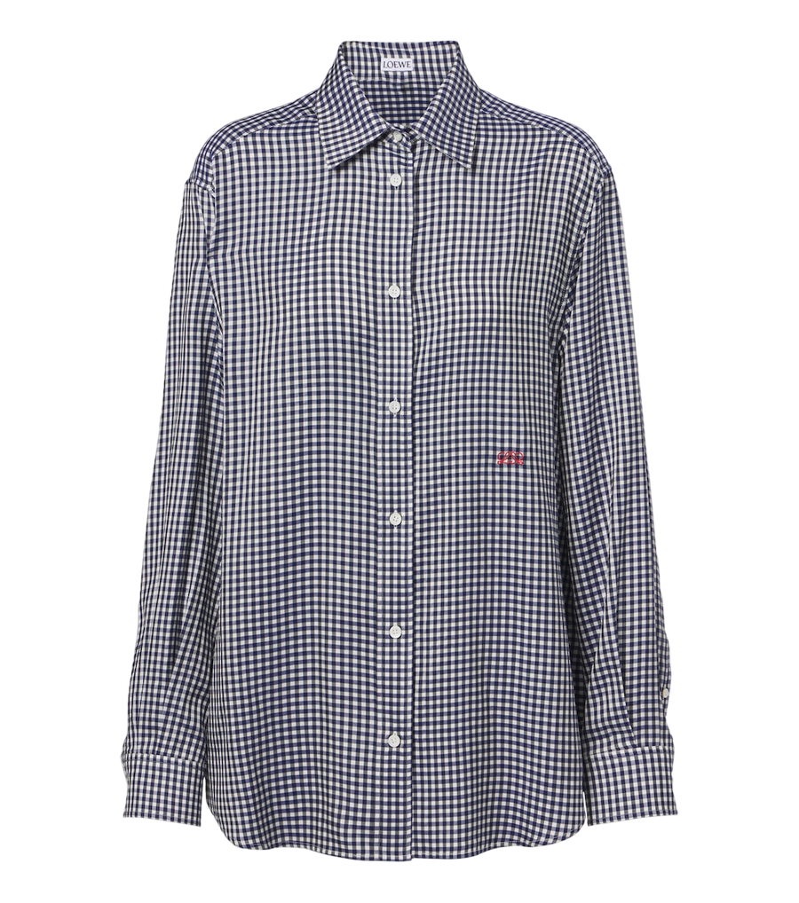 Camisa de sarga de seda con estampado de cuadros vichy Double L de Loewe