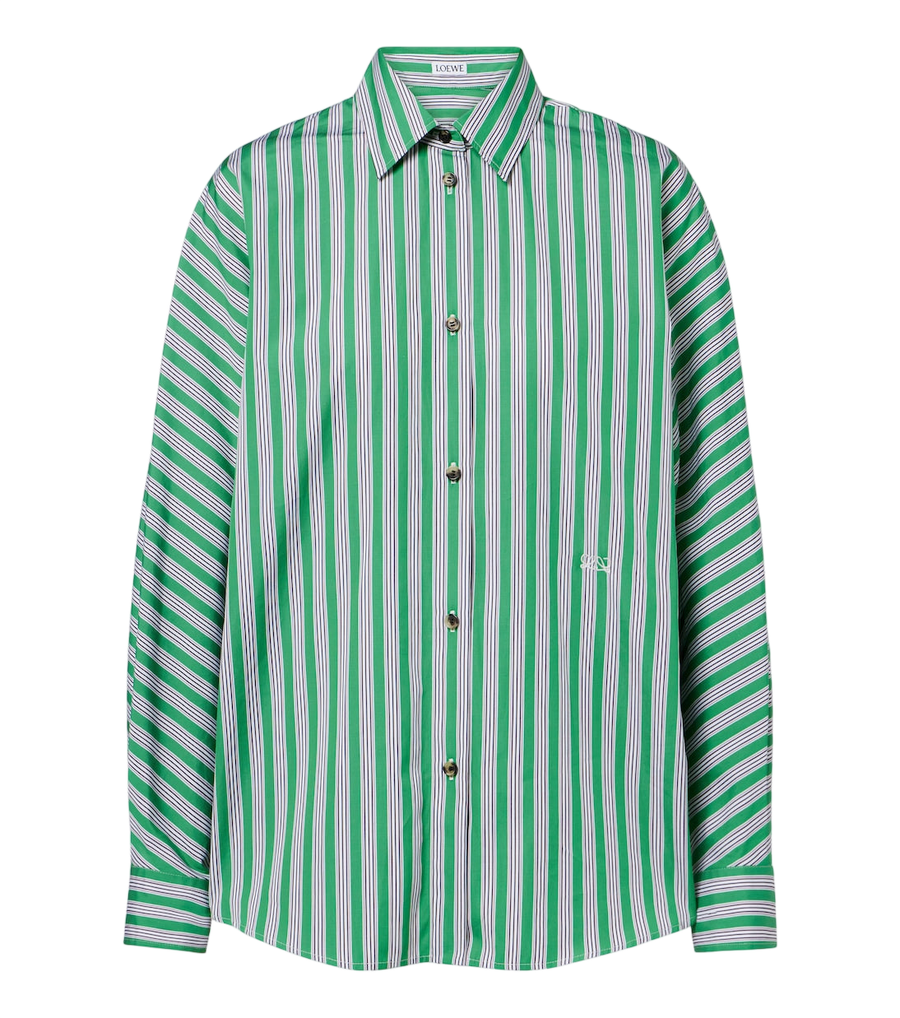 Chemise en popeline de coton à rayures Double L Loewe