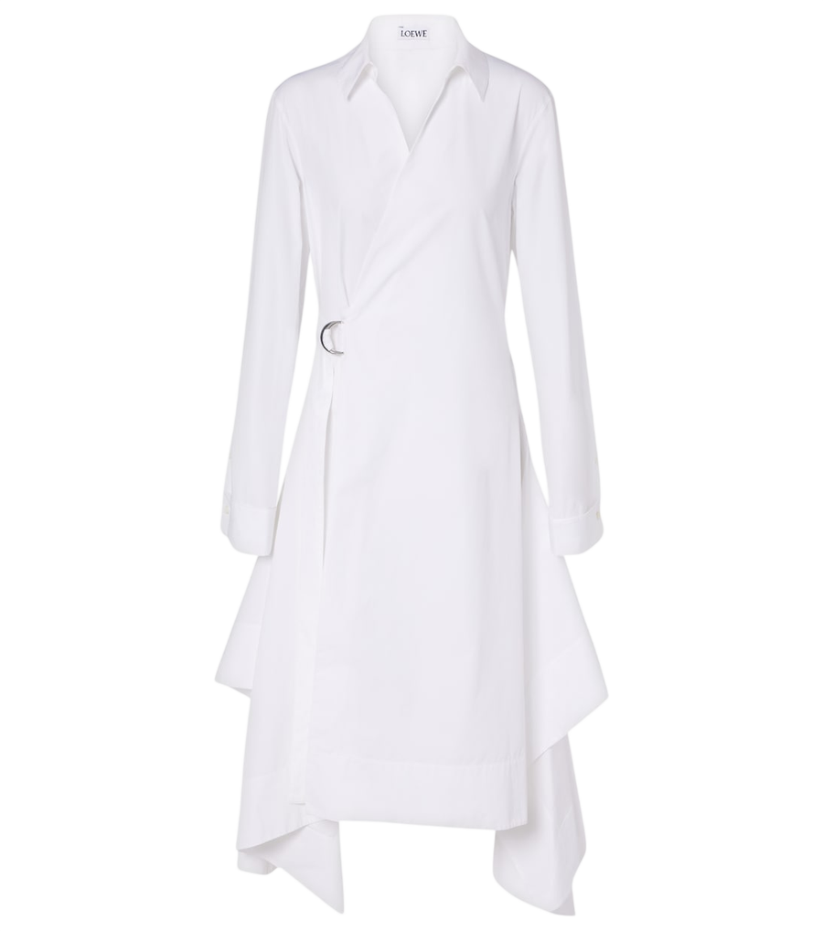 Vestido cruzado de algodón drapeado de Loewe