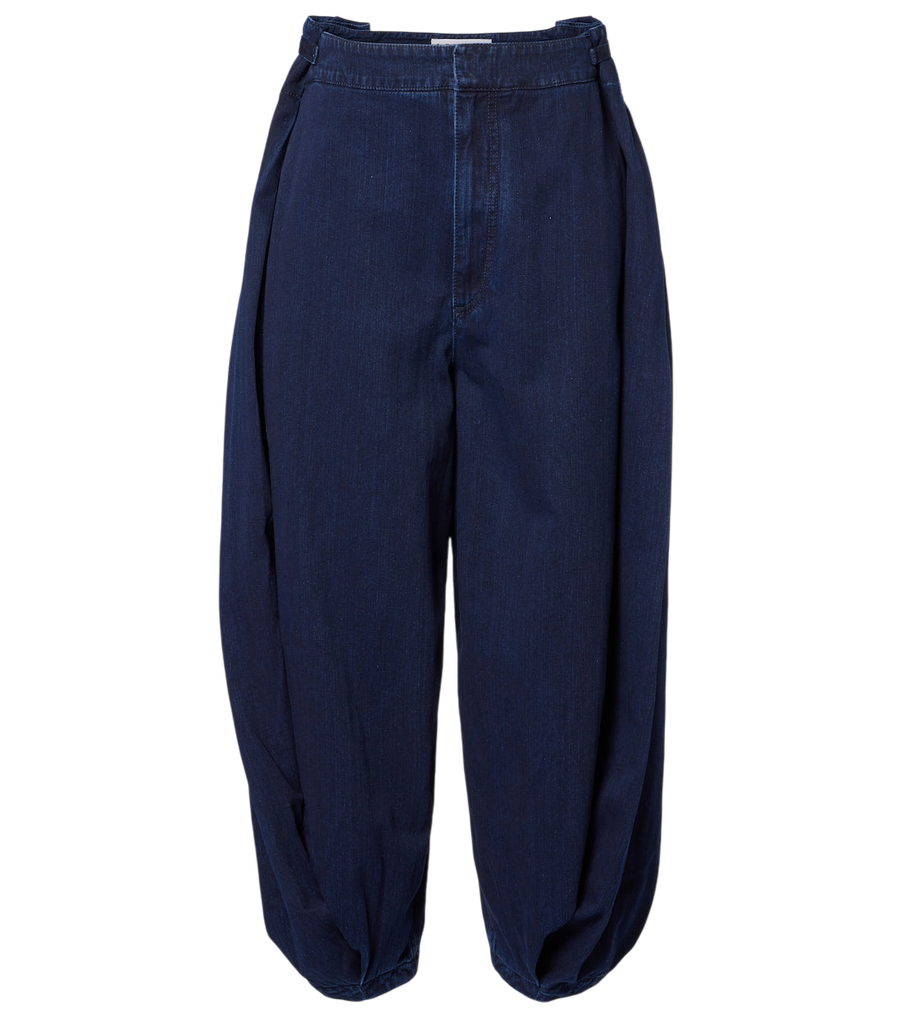 Loewe Calça jeans drapeada de pernas largas