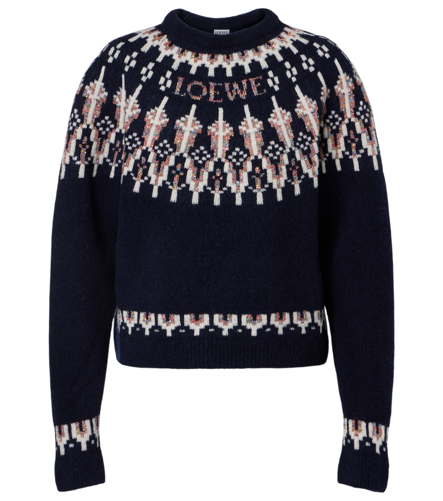 Loewe Fair Isle sequined wool-blend sweater