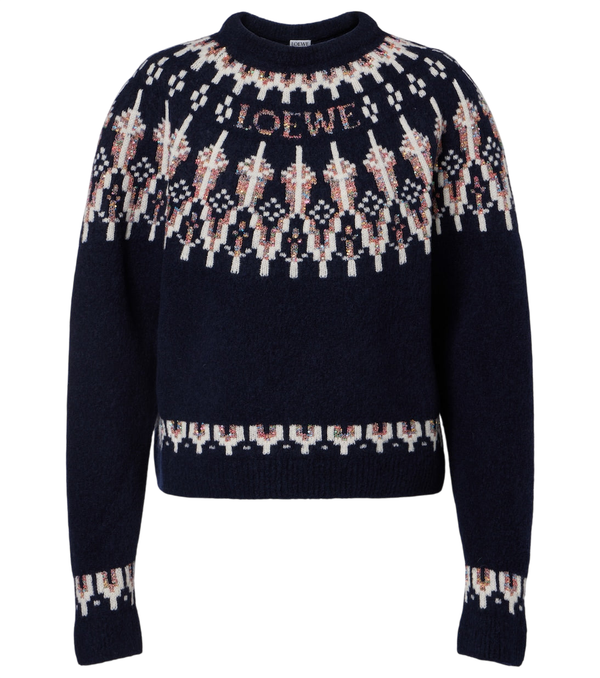 Loewe Fair Isle sequined wool-blend sweater