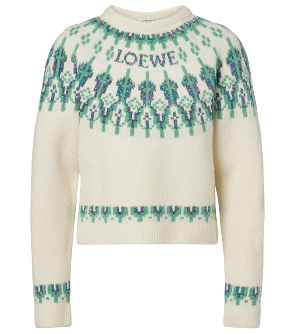 Loewe Fair Isle sequined wool-blend sweater