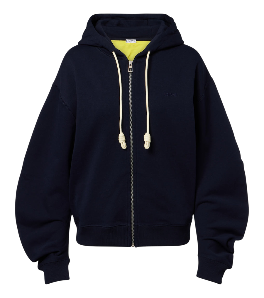 Loewe Felpa con cappuccio e zip in pile di cotone Flamenco
