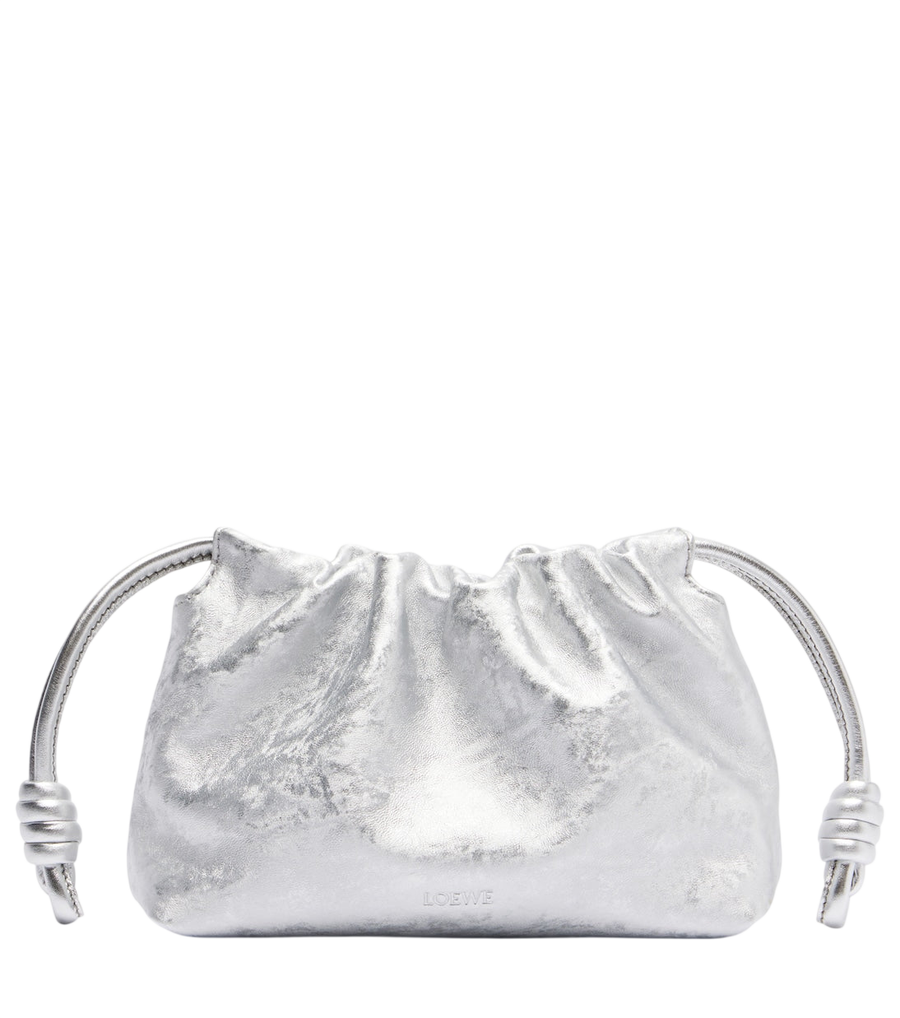 Pochette Loewe Flamenco Mini en cuir métallisé