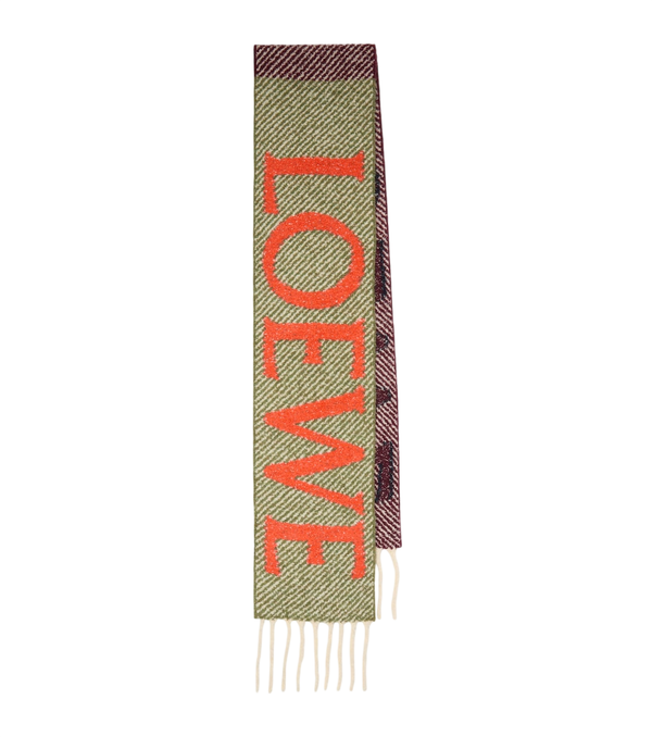 Bufanda de mezcla de lana y alpaca con flecos y logotipo de Loewe