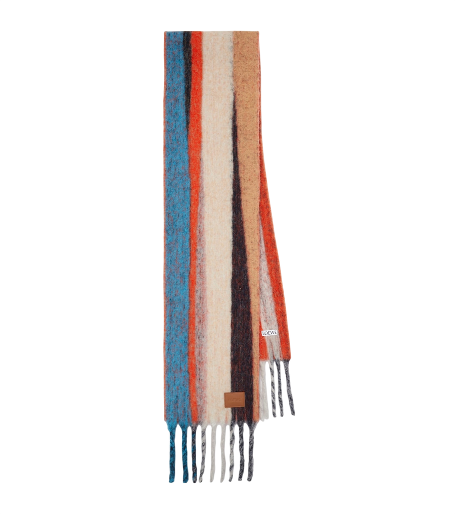 Loewe Fringed striped alpaca-blend scarf