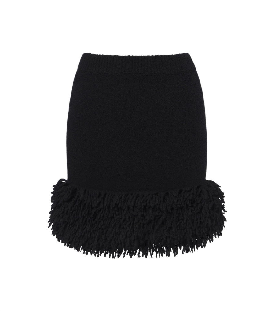 Loewe Fringed wool-blend miniskirt