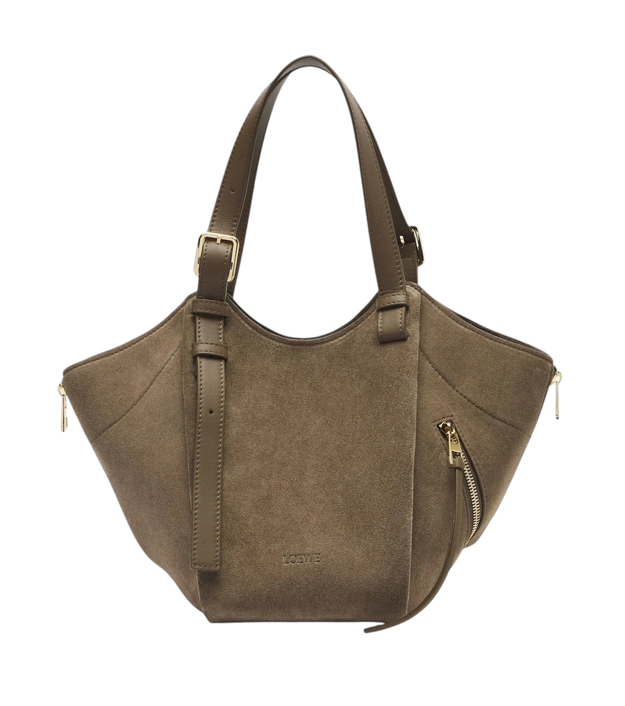 Loewe Hammock Flip Medium Suede Tote Bag