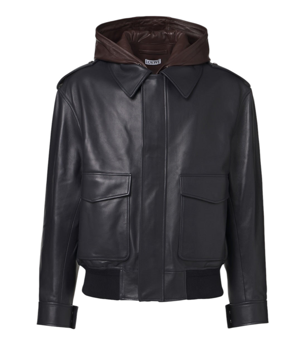 Loewe Hooded leather jacket