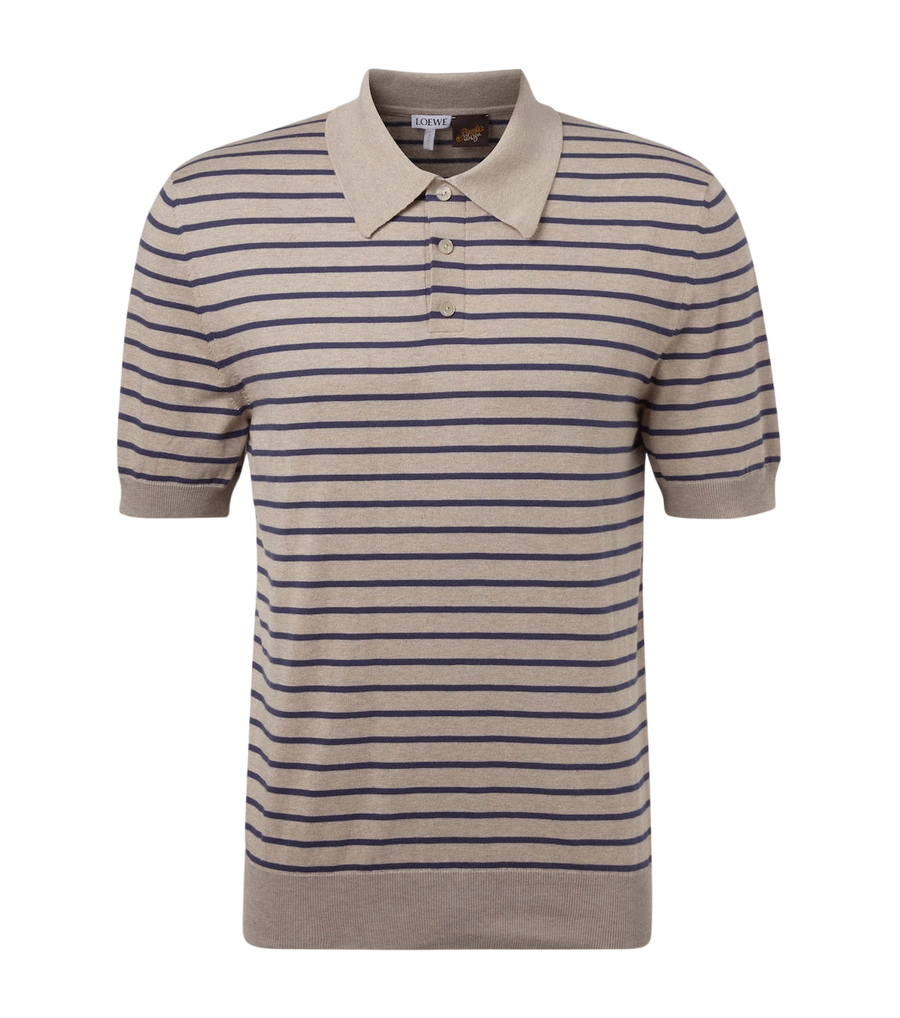 Loewe Knitted striped cotton-blend polo shirt