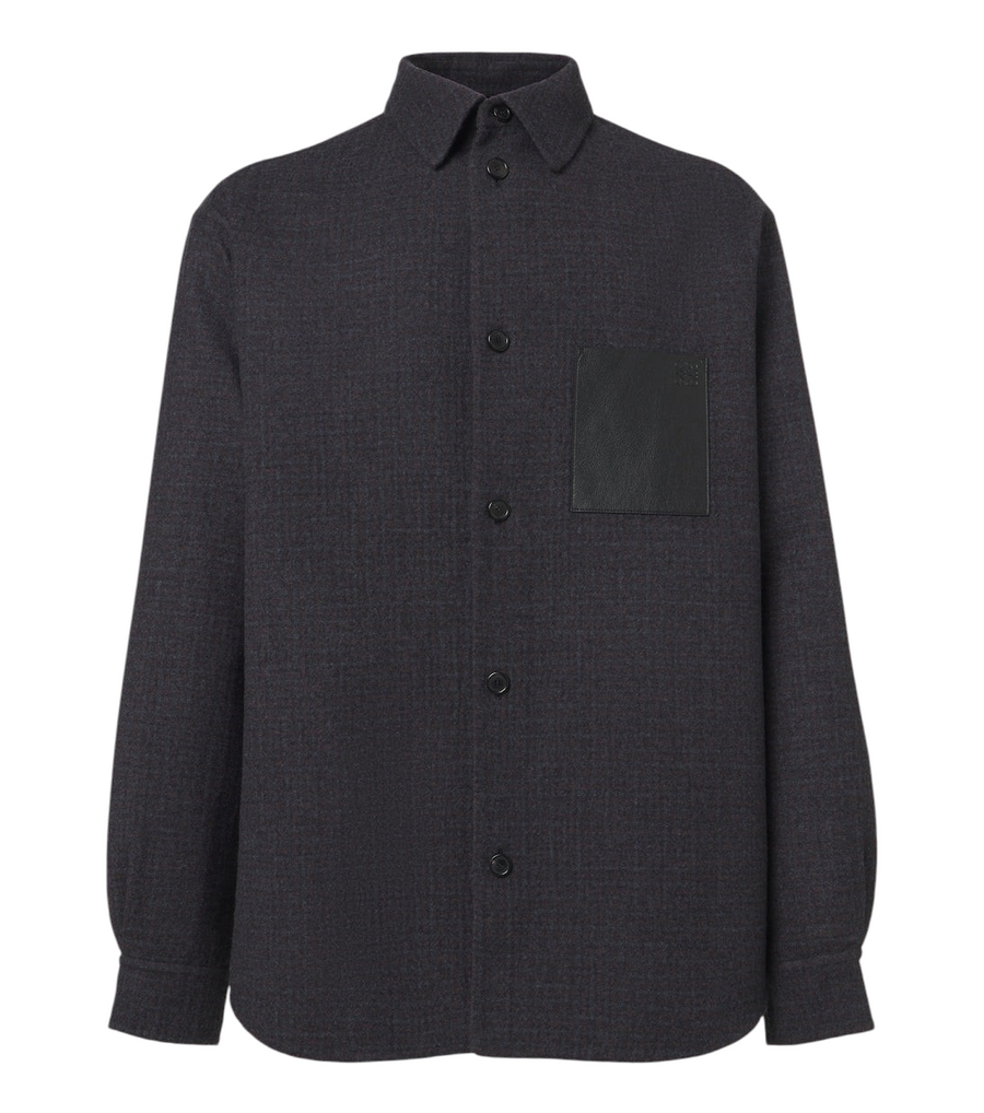 Loewe Leather-trimmed wool and silk overshirt